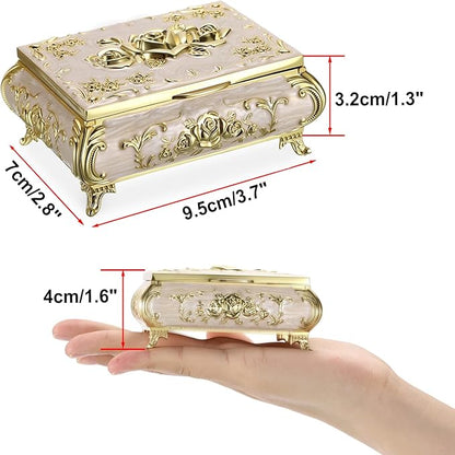Hipiwe Vintage Jewelry Box Metal Trinket Chest Treasure Display Case - Image 3