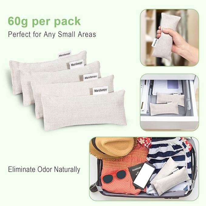 12 Pack Bamboo Charcoal Shoe Deodorizer Bags，Shoe Odor Eliminator, Charcoal Air - Image 3