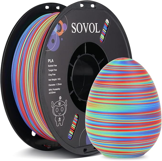 Sovol Matte PLA Filament Rotated Tri Color Co-Extrusion 1.75mm, Fast Change 3D by Sovol