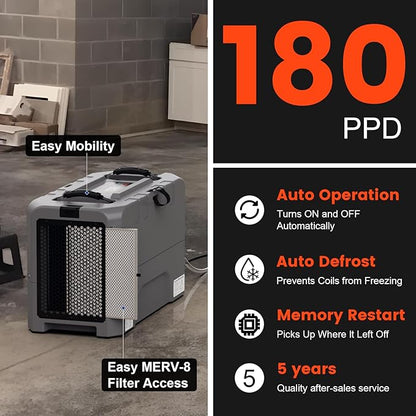 Abestorm LGR Commercial Dehumidifier, 180 PPD Crawl Space Dehumidifier - Image 2