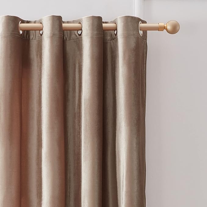 BULBUL Taupe Decorative Velvet Curtains:120 inches Elegant Living Room - Image 2