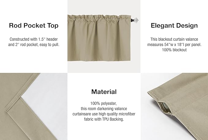 Easy Home 2 Panels Blackout Tier Curtain - Image 3