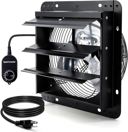7 Inch Shutter Exhaust Fan for Greenhouse, Chicken Coop Ventilation, Wall Mount by Hipoilk