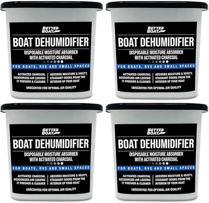 Moisture Absorber 4 Pack with Activated Charcoal Dehumidifier Bucket, Unscented by BetterBoat