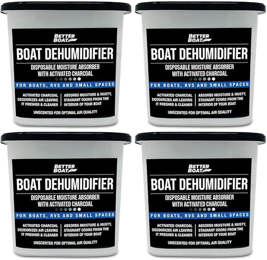 Moisture Absorber 4 Pack with Activated Charcoal Dehumidifier Bucket, Unscented by BetterBoat