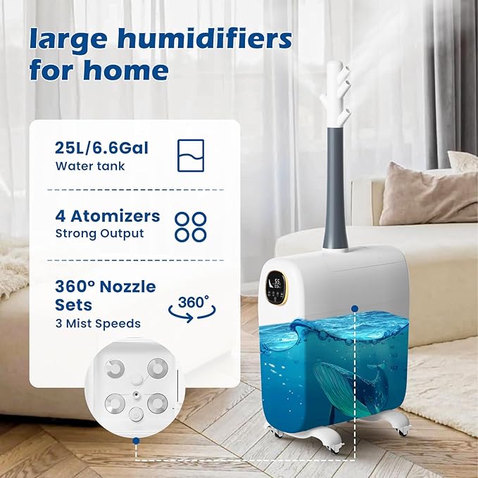 Humidifier Large Room, 6.6Gal/25L Whole House Humidifiers - Image 3