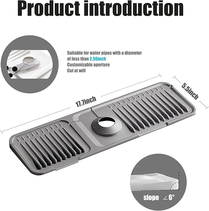 STARGAZ Silicone Faucet Mat for Kitchen Sink, Faucet Draining Mat, Sink Back - Image 2