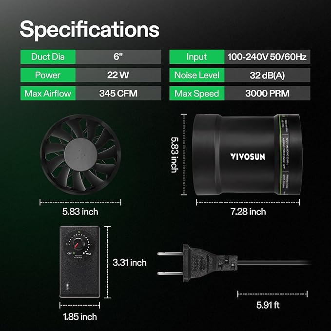 VIVOSUN 6” Inline Booster Duct Fan - Image 7