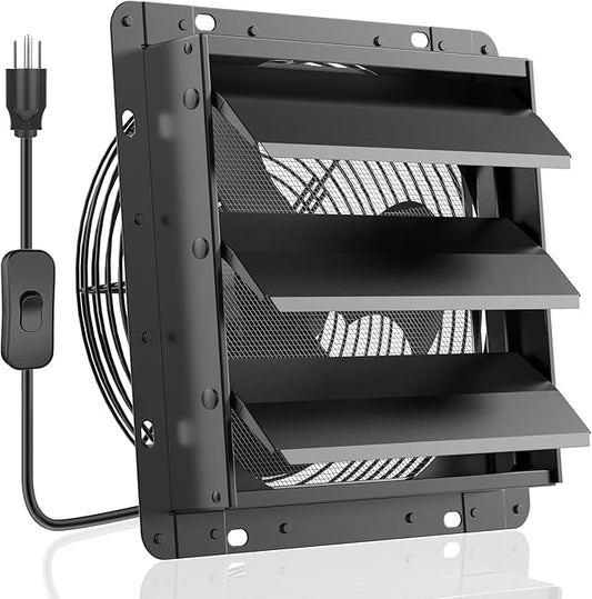 HG Power 12 Inch Shutter Exhaust Fan, 764CFM High-Speed, 1400RPM Wall-Mounted by HGPOWER