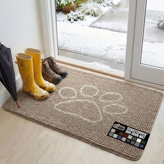 GORILLA GRIP SOAKSTOPPER Dog Door Mat, 48x30 Machine Washable Rug Absorbent by GorillaGrip