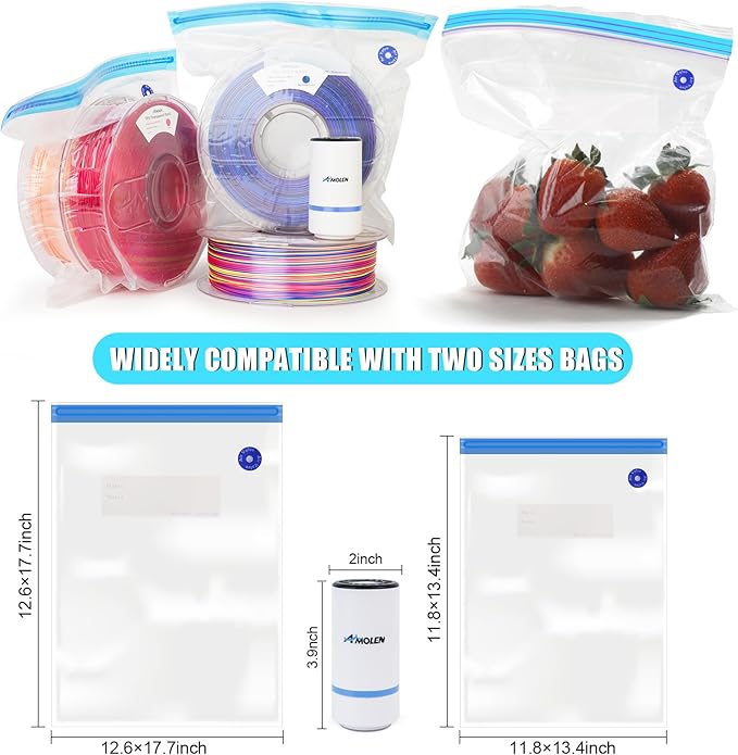 AMOLEN 28PCS Filament Storage Bags Vacuum Kit, Cleaning Drying Sealed 16 Bags - Image 5