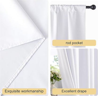 NICETOWN Bedroom 100% Blackout Curtains, 2 Panels, 34 by 40, Snow White - Image 5