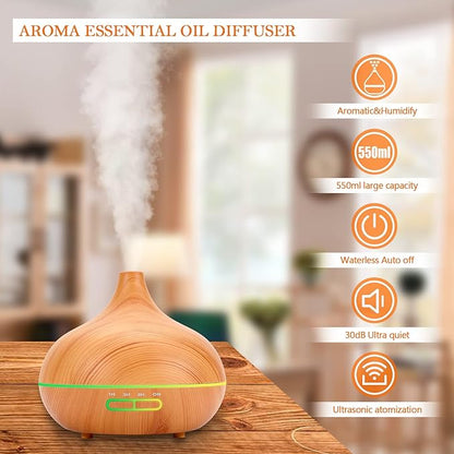 550 ML Aroma Diffiser with Essential Oils Set, Essential Oil Diffuser with - Image 3