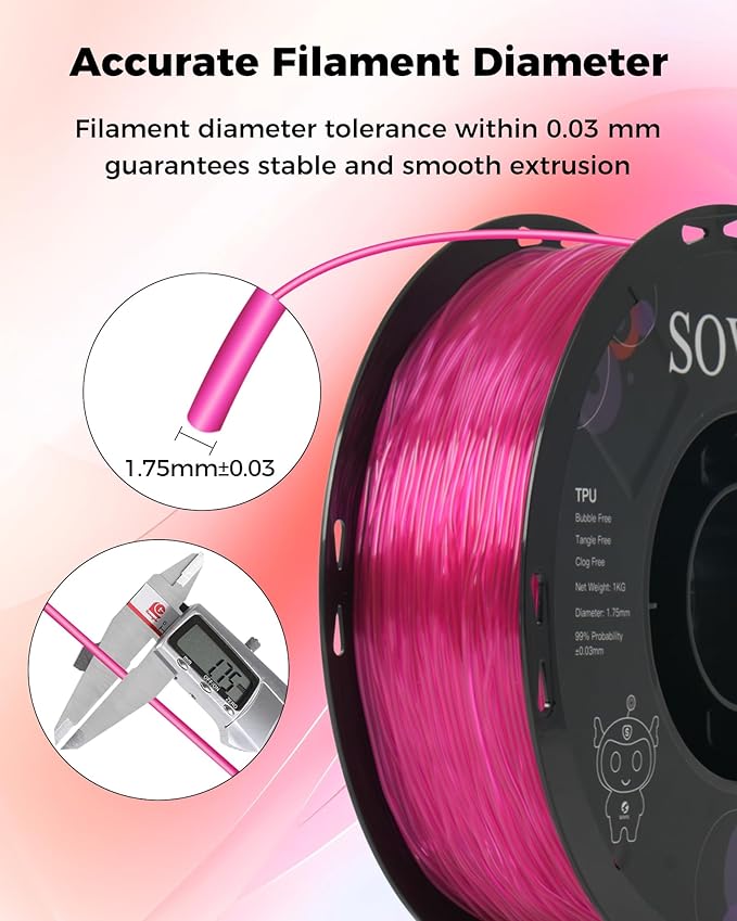 Sovol TPU Filament 1.75mm, 95A Soft TPU Flexible 3D Printer Filament - Image 5