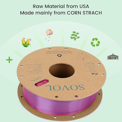 Sovol Dual Color PLA Filament 1.75mm, Silk PLA 3D Printing Material, Dual Color - Image 4
