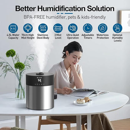 4.5L Humidifiers for Bedroom Large Room, Ultrasonic Cool Mist Humidifier - Image 2