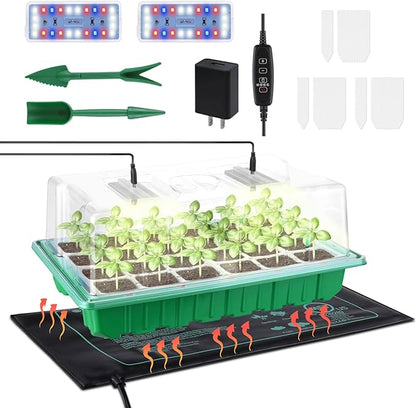 Large Seed Starter Trays with Heat Mat, Seed Starter Kit with 48 Full Spectrum by RODINTOOfficial