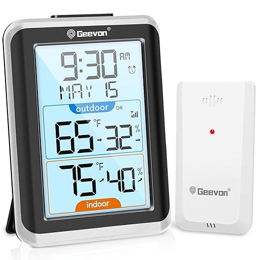 Geevon Wireless Indoor/Outdoor Thermometer & Hygrometer, Digital Temperature & by GEEVON