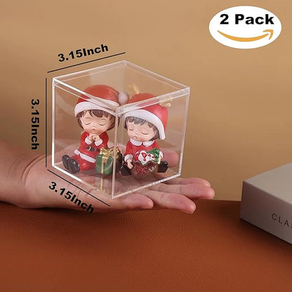 Acrylic Box Clear Box with Lid for Display, Plastic Square Cube 2 Pack Storage - Image 2