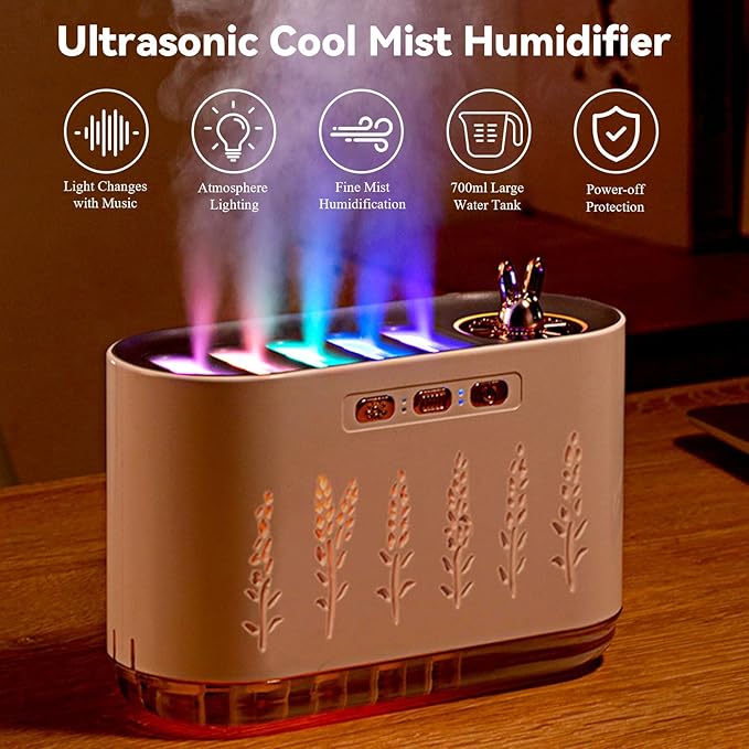 5 Nozzle Cool Mist Humidifier, Music-Sensing Humidifier Diffuser - Image 2