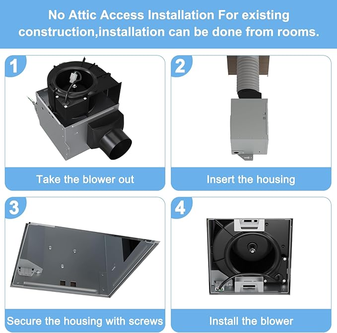 Bathroom Exhaust Fan 80CFM 1.5Sone, 4inch duct, Energy-Saving Household - Image 4