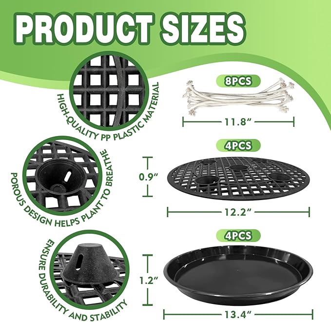 4 Pcs 14'' Self-Watering Pot Base, Auto-Irrigation System Plant Saucer Stand - Image 2