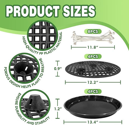 4 Pcs 14'' Self-Watering Pot Base, Auto-Irrigation System Plant Saucer Stand - Image 2