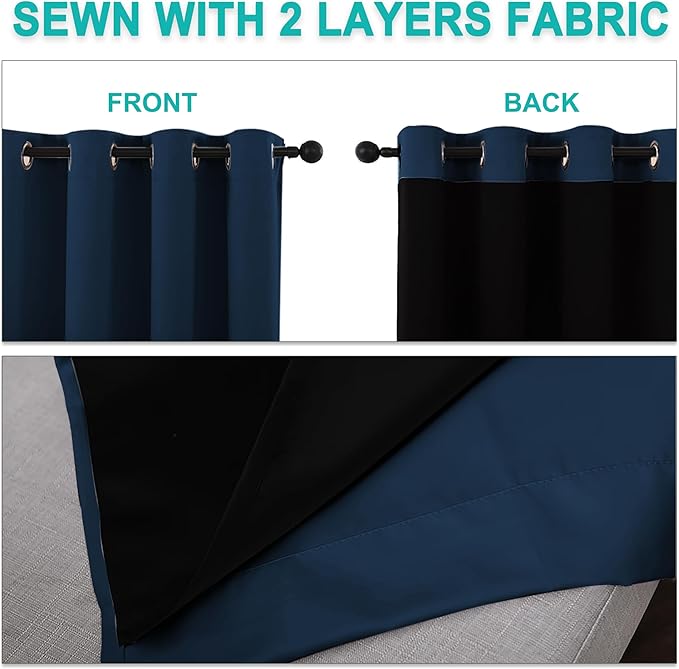 NICETOWN Moroccan Blue Full Shade Curtain Panels, Pair of Thermal Insulated & - Image 5