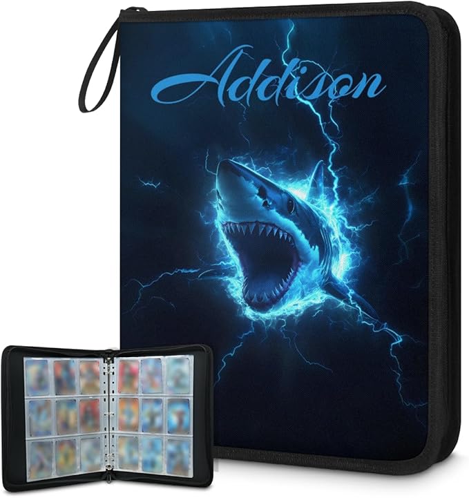 Custom Shark Card Binder, 9-Pocket Trading Card Binder, Personalized Card by Joyousleap