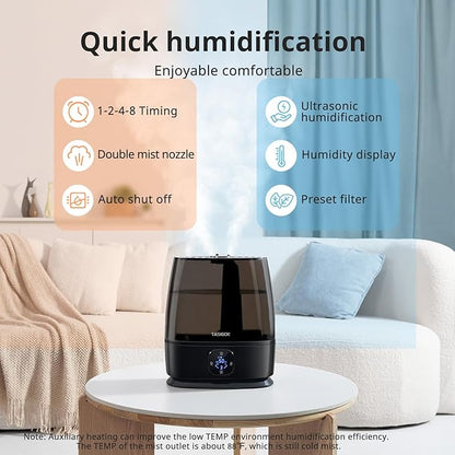 Humidifiers for Bedroom Home, 6L Cool and Warm Mist Air Humidifier for Large - Image 4