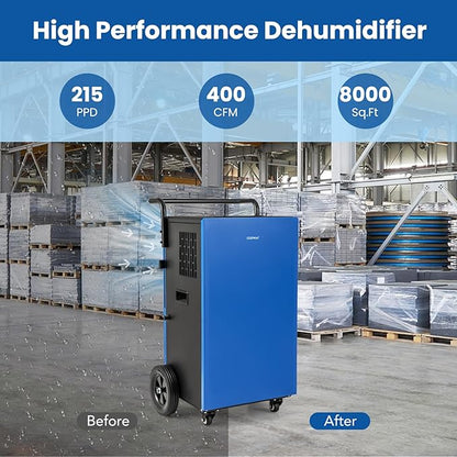 COSTWAY 215 Pint Commercial Dehumidifier, 000 Sq.Ft Industrial Dehumidifier - Image 2
