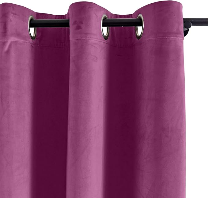 ChadMade Blackout Lined Premium Velvet Curtain Purple 100Wx84L Inch, Eyelet - Image 2