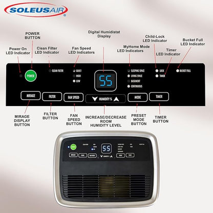 Soleus Air 35 Pint Dehumidifier, Energy Star Rated 2, 500 Sq Ft, - Image 9