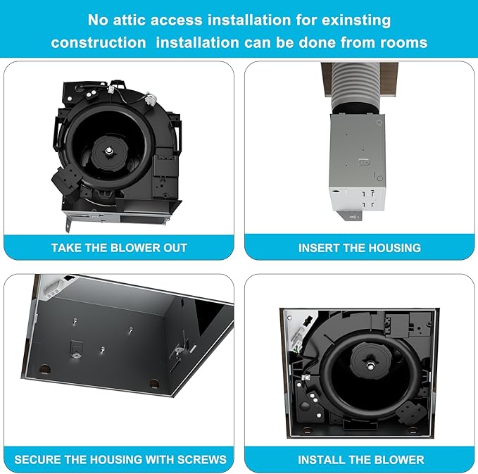 Bathroom Exhaust Fan 130 CFM 0.8 Sone, 6 Inch Duct, Quiet Energy Saving - Image 4