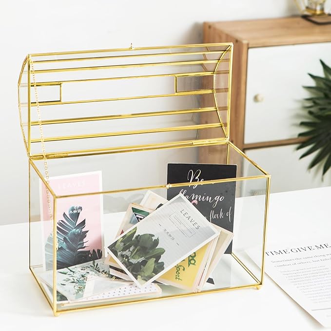 Wedding Card Box with Slot, 12.2'' Large Glass Card Boxes - Image 2
