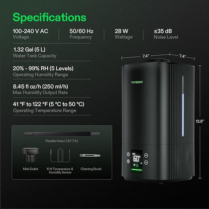 VIVOSUN AeroStream H05 Intelligent Wi-Fi Humidifier, 1.32 Gal / 5 L Humidifier - Image 6