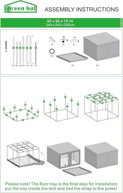 Grow Tent 96"x96"x78", High Reflective Mylar Dark Room - Image 9