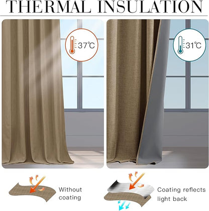 RYB HOME Linen Textured 100% Blackout Curtains - Image 4