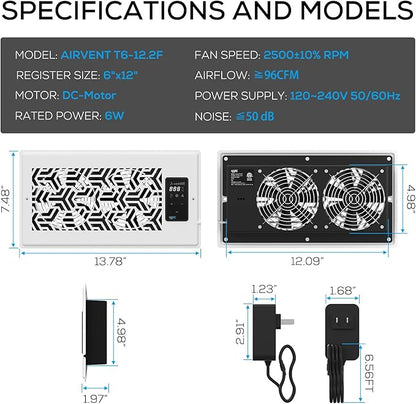 6x12 Quiet Register Booster Fan - Image 5