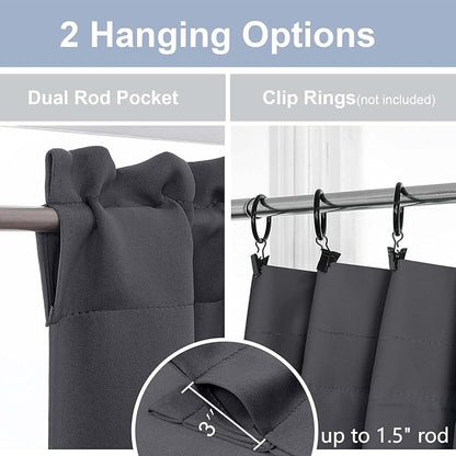 Chyhomenyc Charcoal Grey Short Blackout Curtains 36 Inch Length, Small Kitchen - Image 5