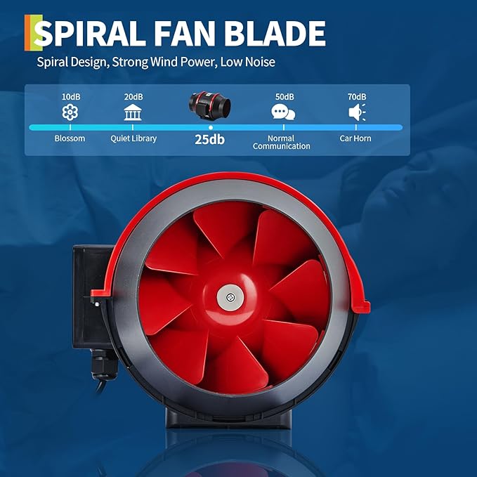 Garvee 6 in Inline Duct Fan, 312 CFM High Airflow Exhaust Fan - Image 3