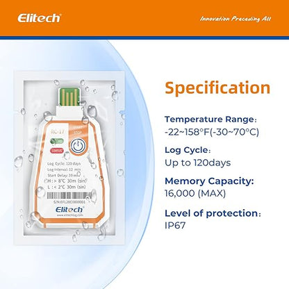 Elitech 50Pack USB PDF Data Logger Recorder Single-use Disposable, Temperature - Image 3