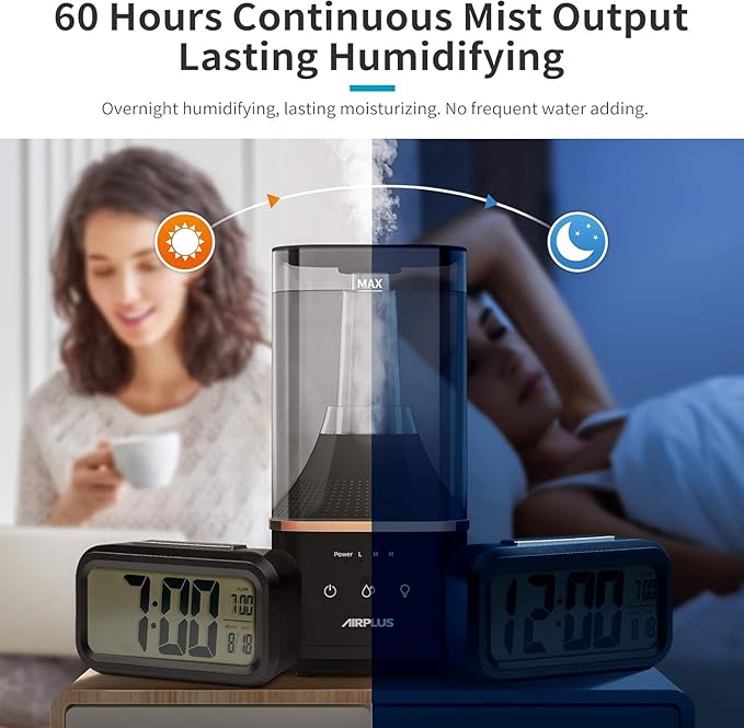 AIRPLUS Powerful Humidifier for Bedroom Lasting up to 60 Hours, Top-Refilling - Image 5