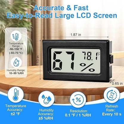 8-Pack Mini Digital Hygrometer Thermometer, Front-View Frame Adhesive - Image 2
