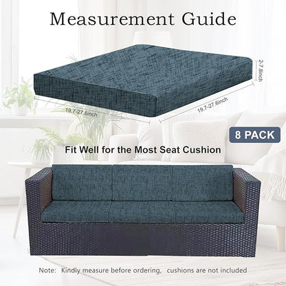 8Pcs Stretch Patio Cushion Covers Outdoor Couch Cover Replacement, Outdoor - Image 2