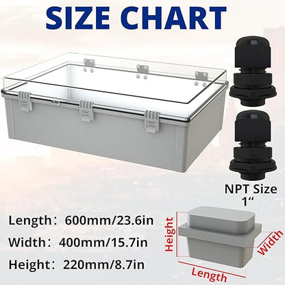 MAKERELE Extra Large Electrical Box Plastic IP67 Electronics Clear Waterproof - Image 2