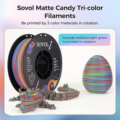 Sovol Matte PLA Filament Rotated Tri Color Co-Extrusion 1.75mm, Fast Change 3D - Image 2