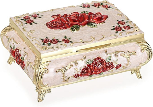 Hipiwe Metal Decorative Jewelry Box Vintage Treasure Chest Case Ornate Trinket by Hipiwe