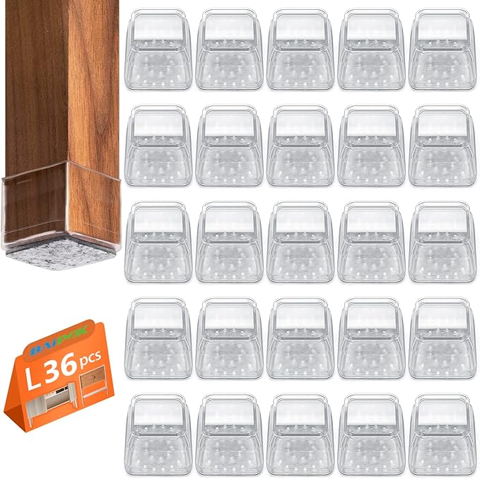 BAIPOK 36pcs Square Chair Leg Floor Protectors, Furniture Felt Pads by BAIPOK