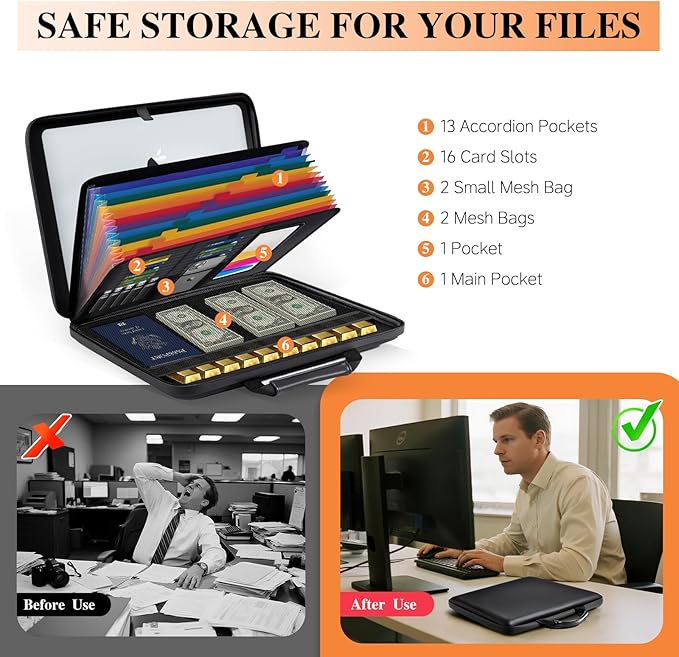 Fireproof Document Box File Organizer: Hard-Shell Case Fireproof Waterproof Box - Image 6